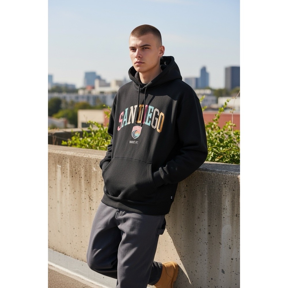 San Diego Wave FC Hoodie Mens Black NWSL Soccer Pullover Sweatshirt Multi Color